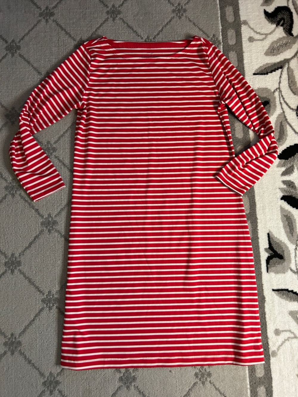 Vineyard Vines Red and White Striped Long Sleeve Shift Dress
